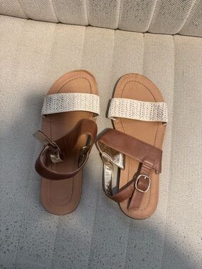 Women’s Brown and White Strappy Comfort Sandals